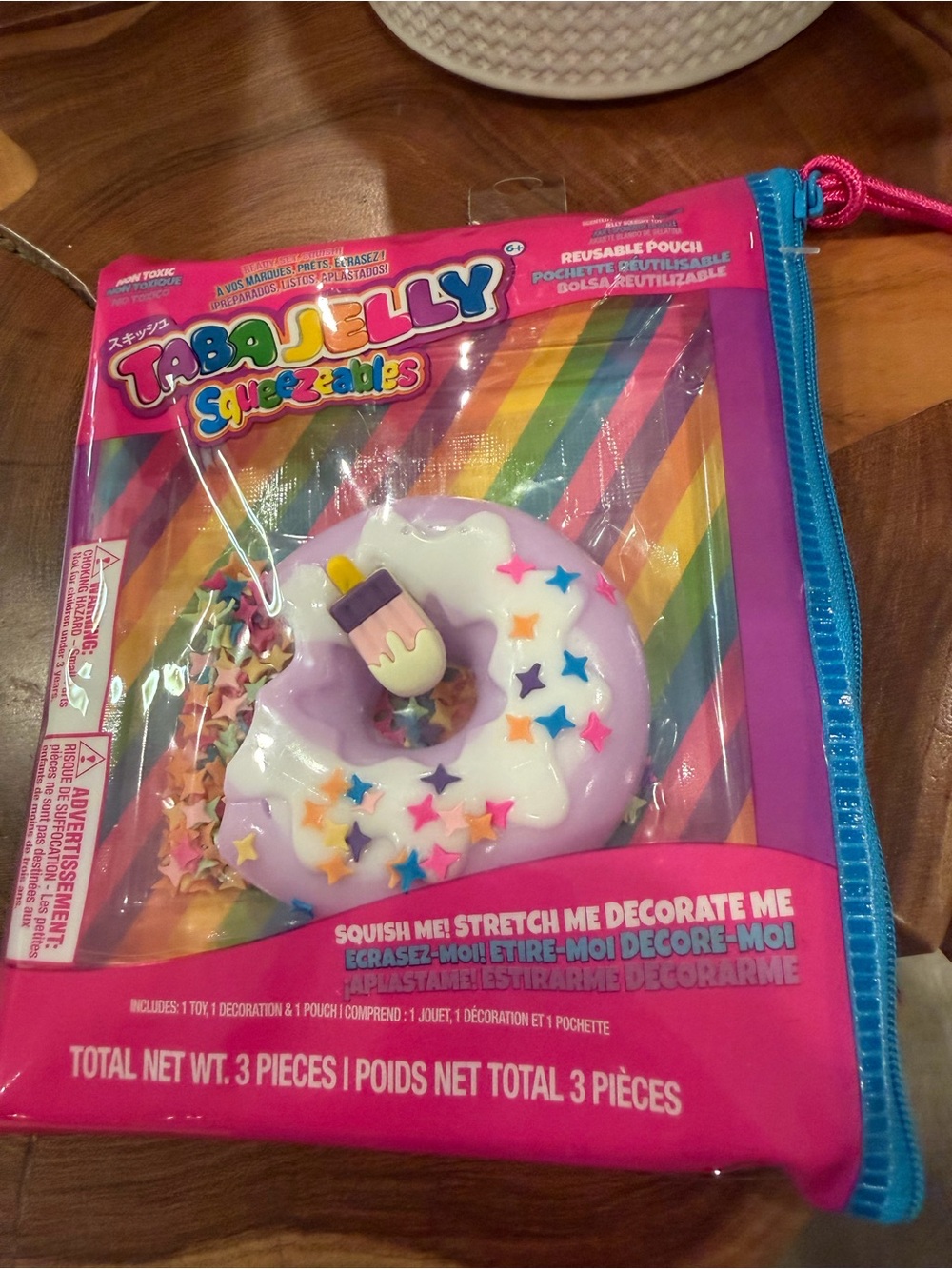 Tabs Jelly Squeezables Decorate Me Purple Donut Squishy Toy with Reusable Pouch
